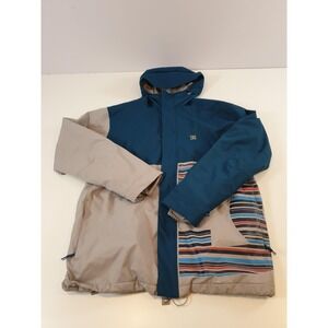 DC Jacket Mens Large Blue Gray 10K Waterproof Hooded Snowboard Winter Coat